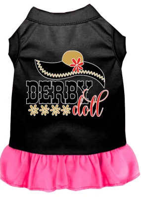 Derby Doll Screen Print Dog Dress Black With Bright Pink Xl (16)