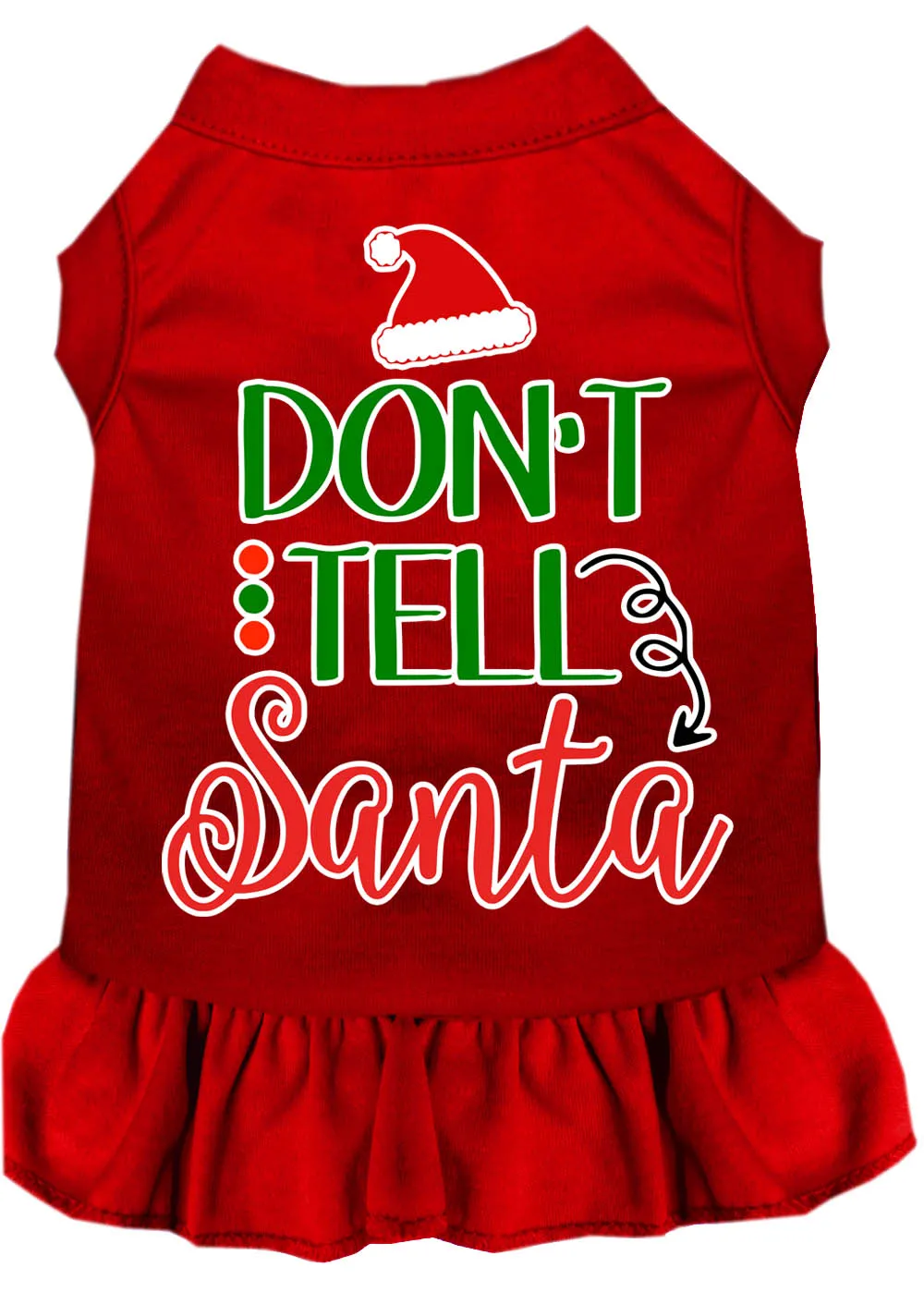 Don't Tell Santa Screen Print Dog Dress Red Xl