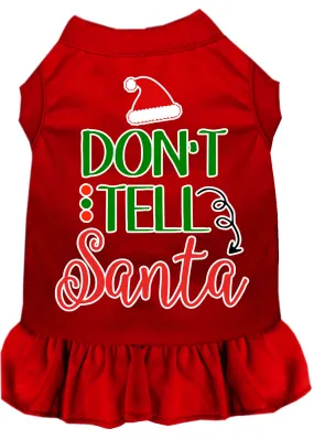 Don't Tell Santa Screen Print Dog Dress Red Xl