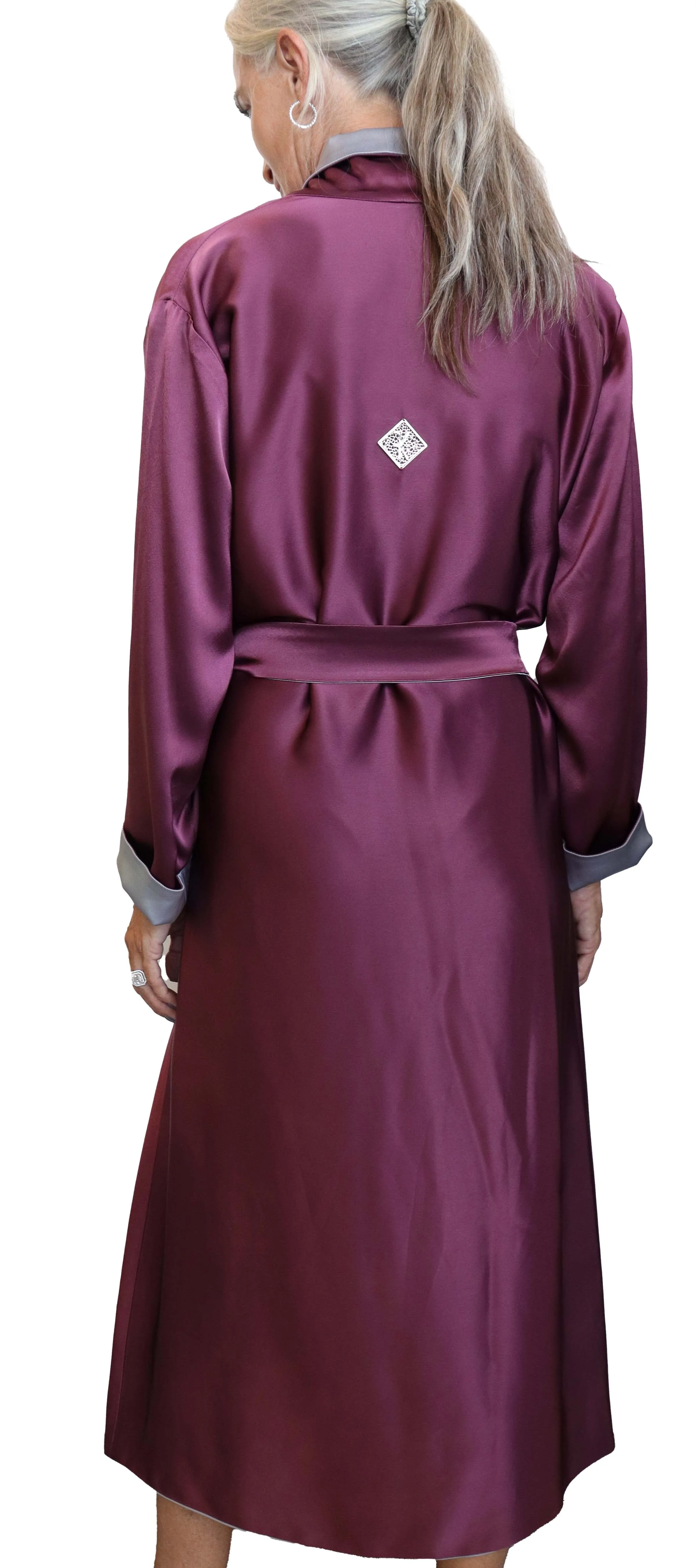 Dress / Kimono Grey & Burgundy Reversible Coat Size 10 AGC2001