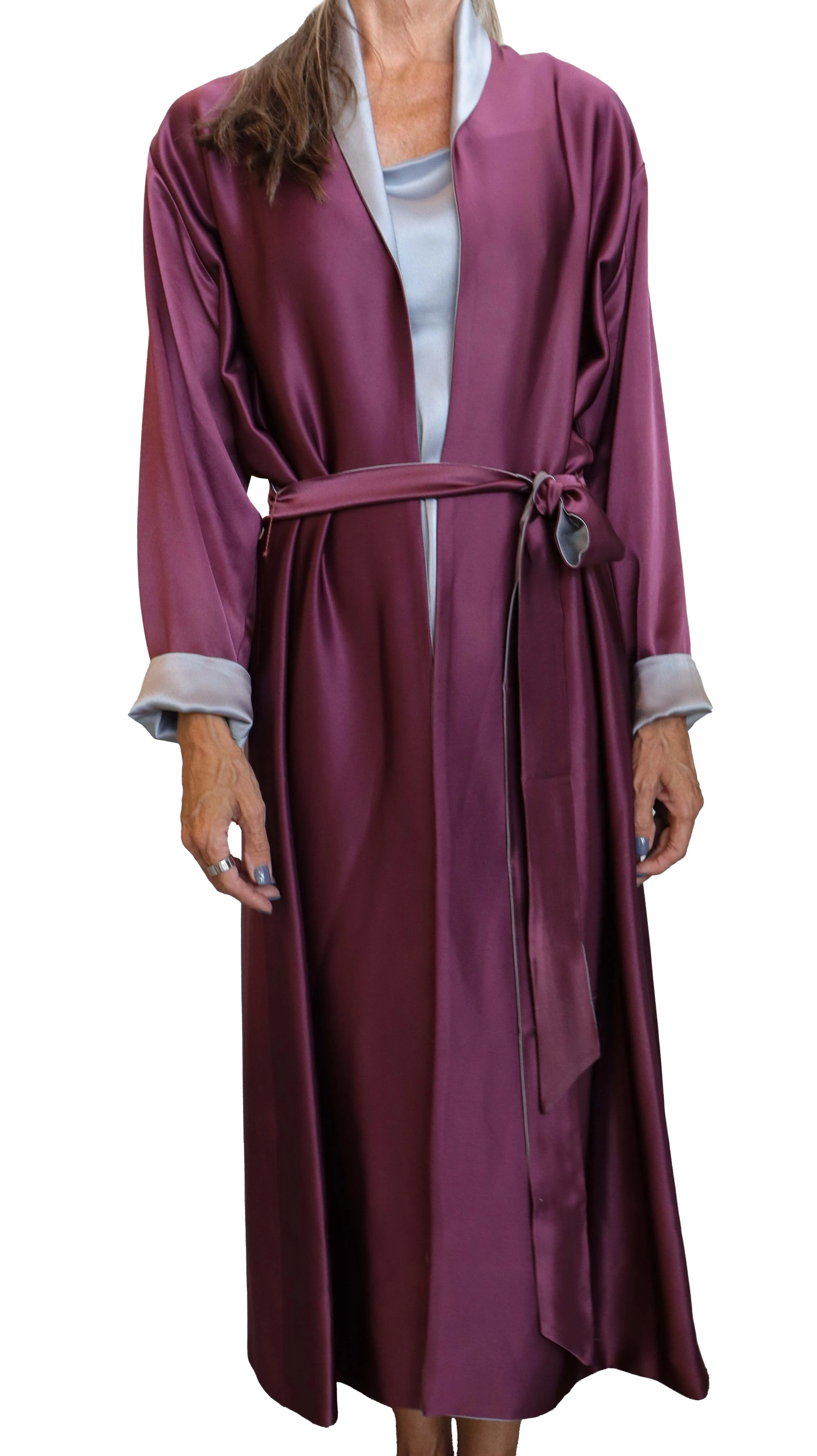 Dress / Kimono Grey & Burgundy Reversible Coat Size 10 AGC2001