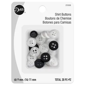 Dritz, Assorted Shirt Buttons (20pc) - 9mm & 11mm