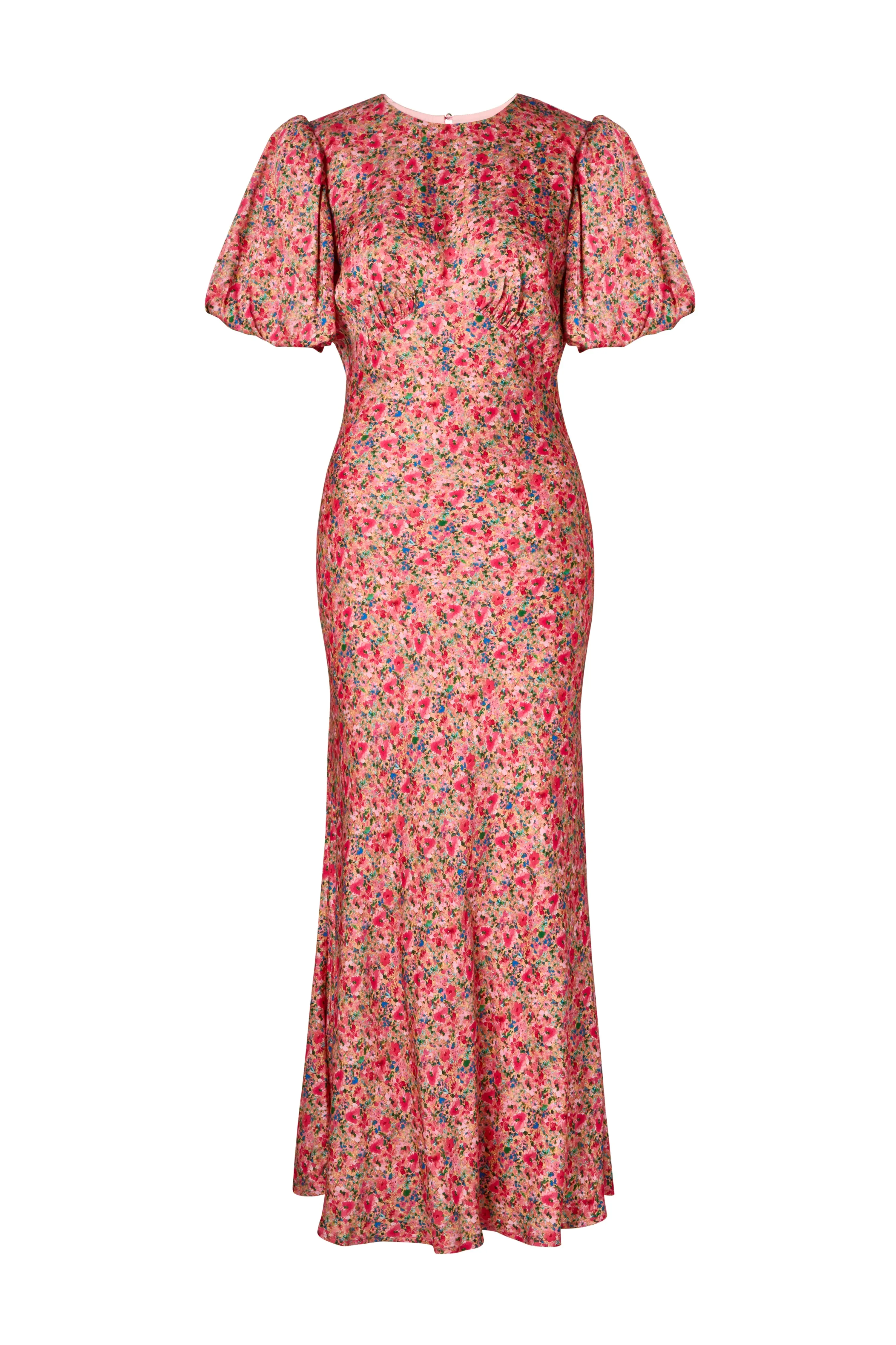 Freja Pouf Sleeve Maxi Dress - Pink Ditsy