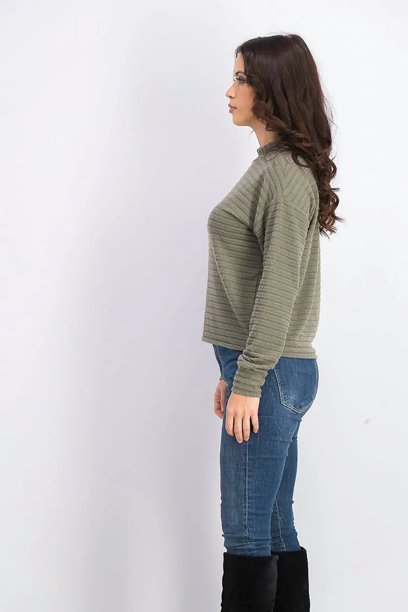 Hippie Rose Juniors' Cozy Mock-Neck Ribbed Top Gray Size Medium