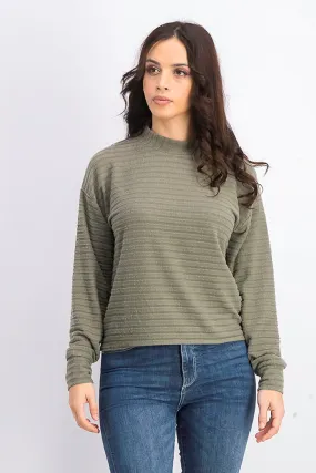 Hippie Rose Juniors' Cozy Mock-Neck Ribbed Top Gray Size Medium