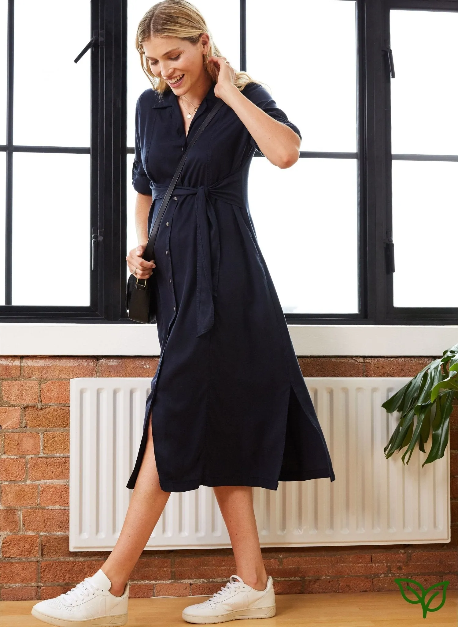 Kelsy Maternity Dress with Tencel - Navy