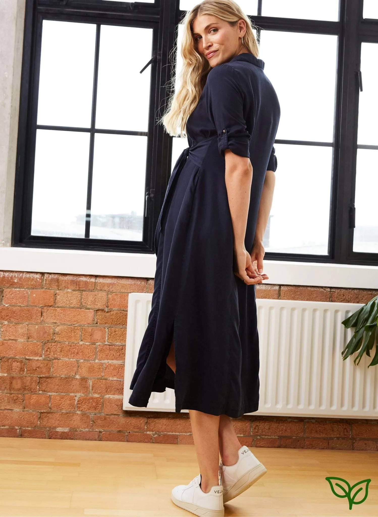 Kelsy Maternity Dress with Tencel - Navy
