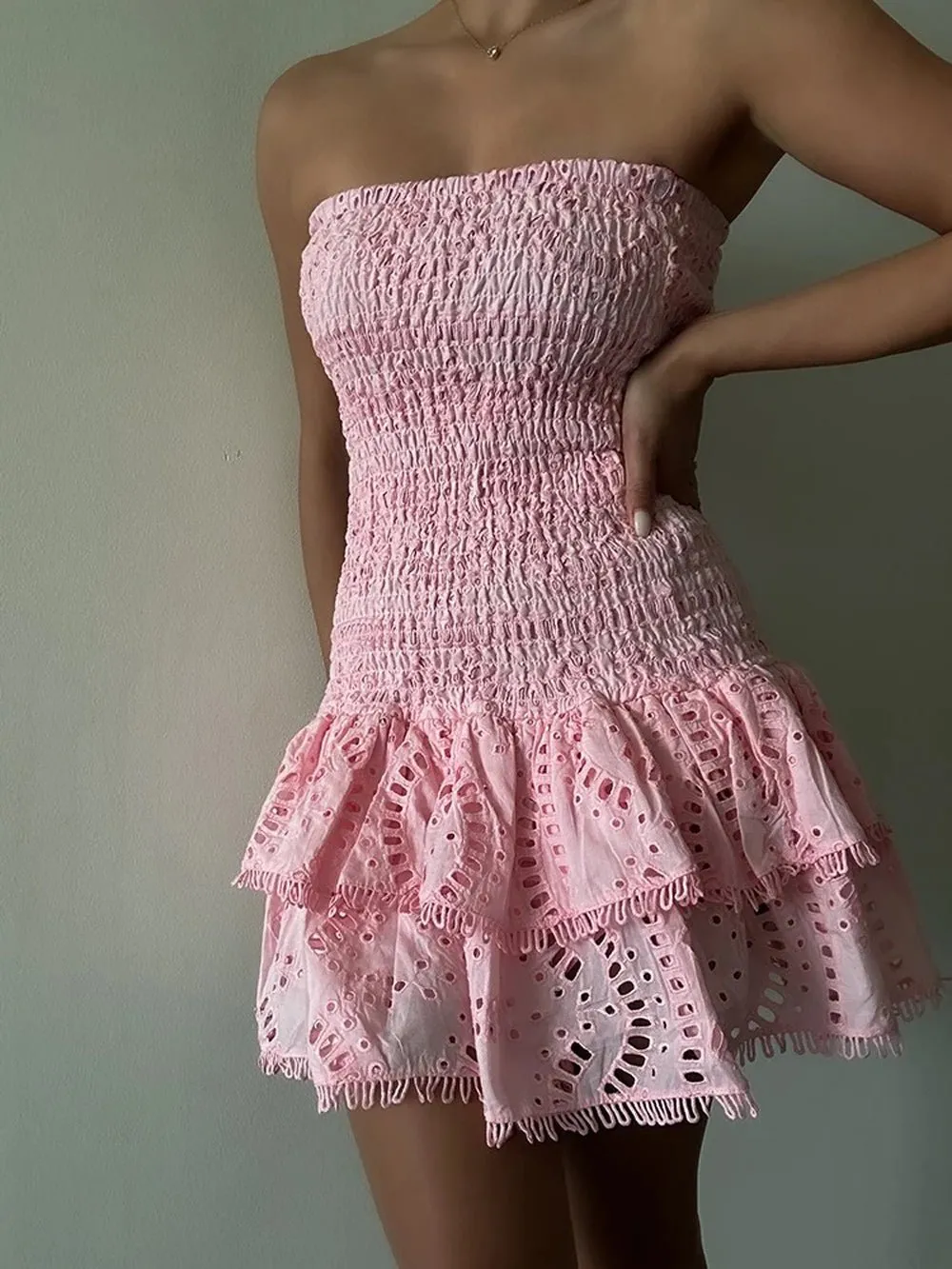 Molly Hollow Out Strapless Mini Dress