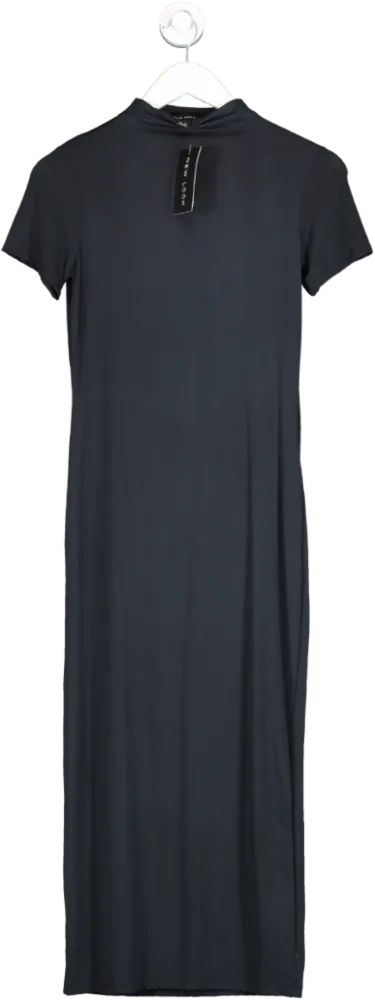 New Look Blue Slinky Turtle Neck Midi Dress UK 8