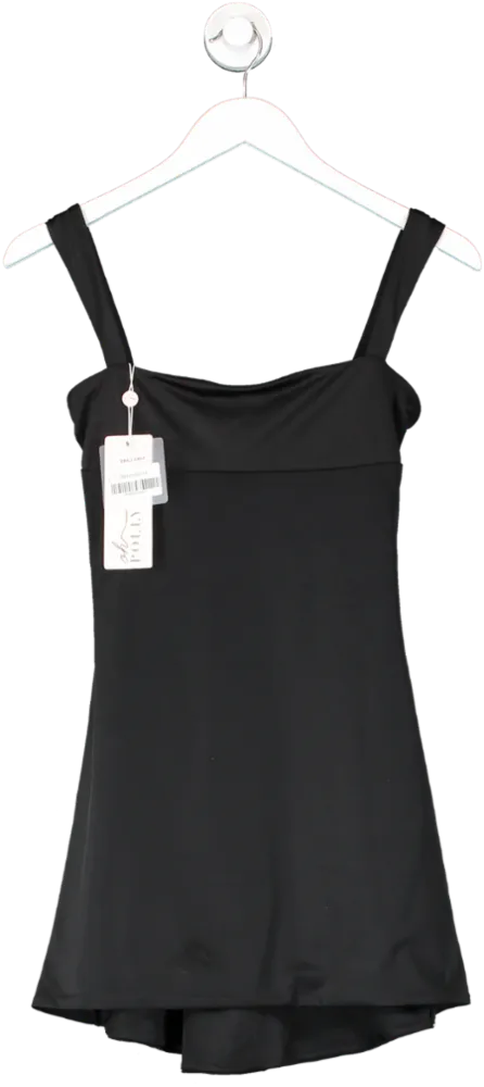 Oh Polly Black Lace Up Back Mini Dress UK 8