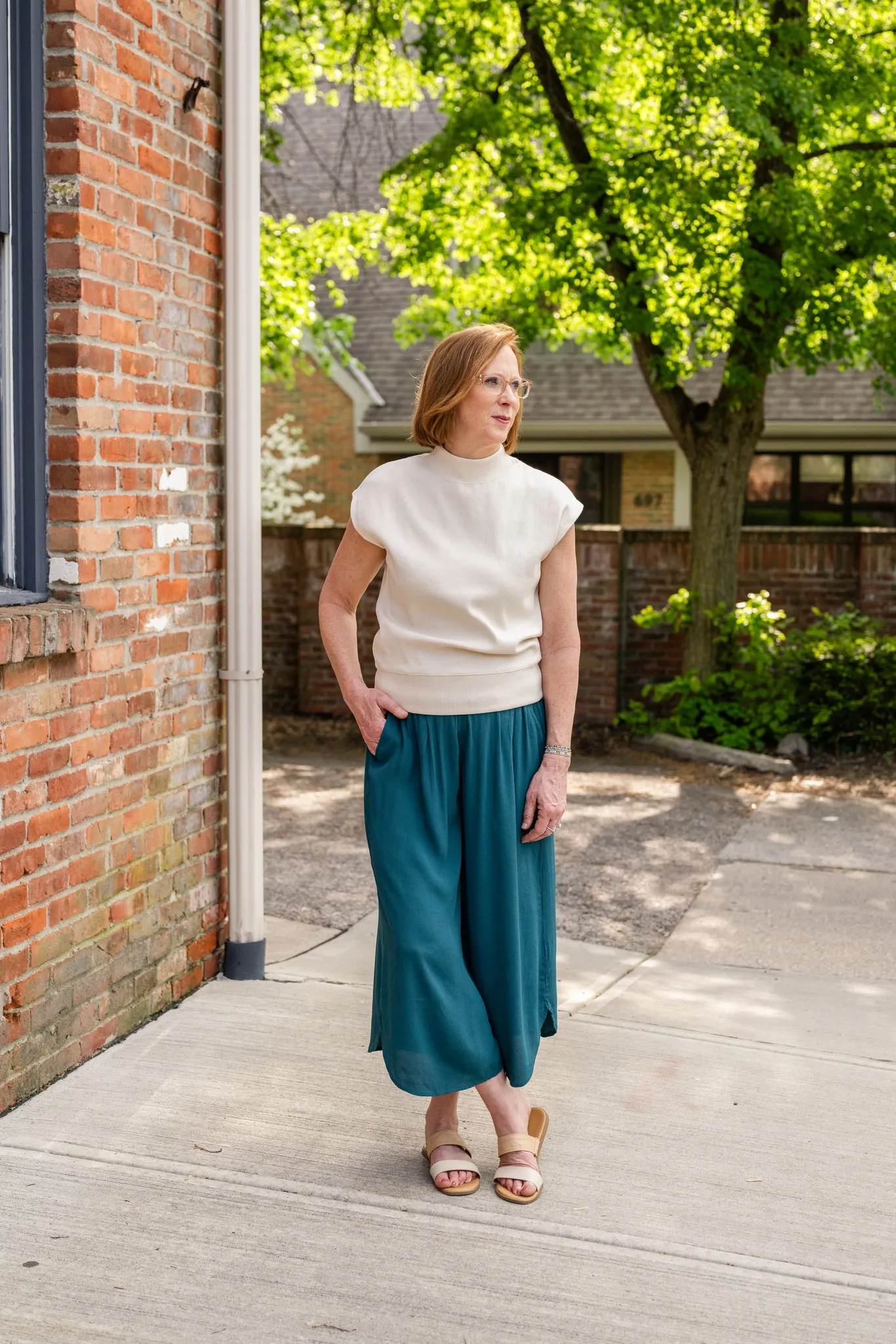 Sleeveless Tapered Mock Neck
