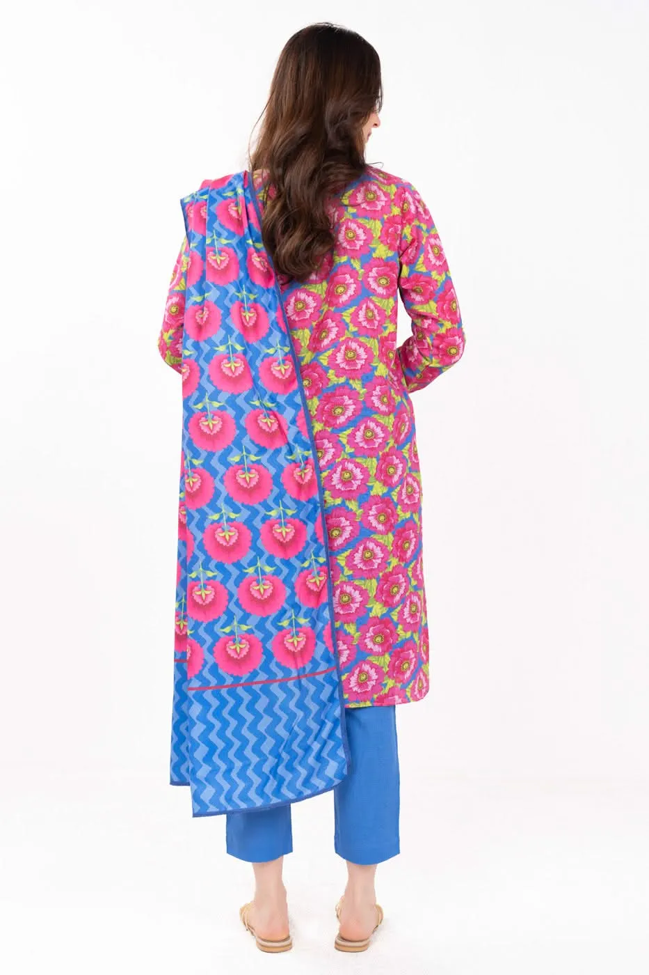 Stitched - 3 Pc Printed Khaddar Outfit
